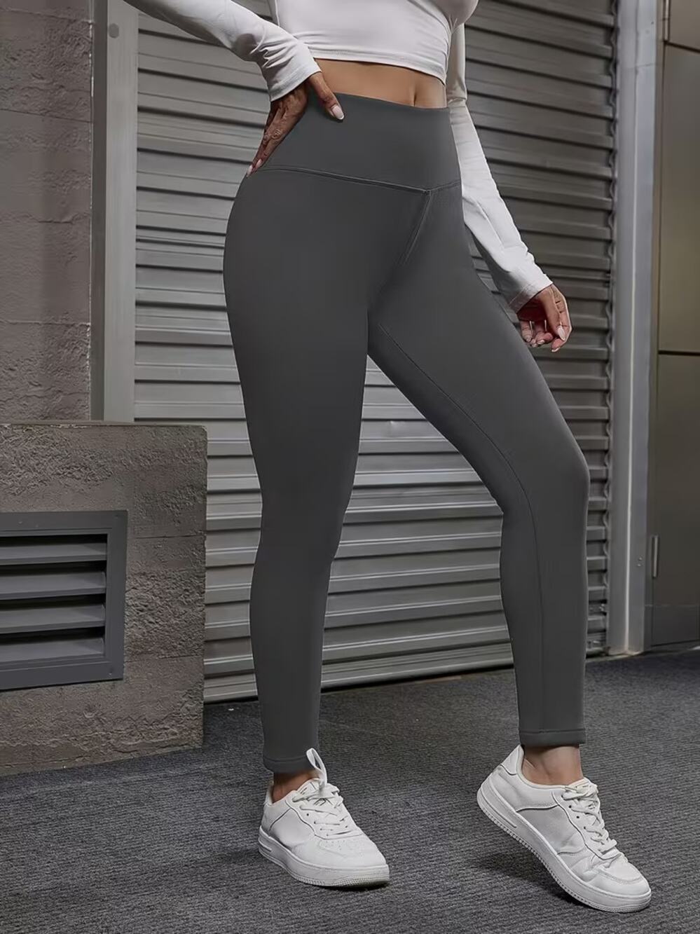 NWT Womens Grey Plush Winter Leggings XL High Waist Tummy Control Booty Lift